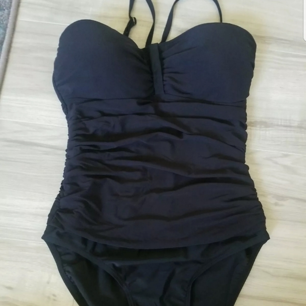 Shore Shapes size 12 one piece swimsuit, black